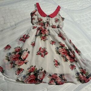 Xhilaration Cream Floral Mini Dress with Pink Collar